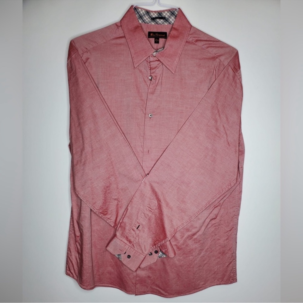 Ben Sherman Mens Red Dress Shirt Long Sleeve Button Down 16-1/2 34-35 Large